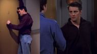 Still of Joey knocking on Ross' apartment (Image via Warner Bros.)